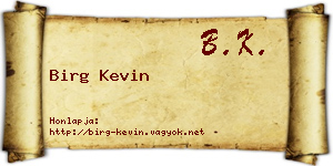 Birg Kevin névjegykártya